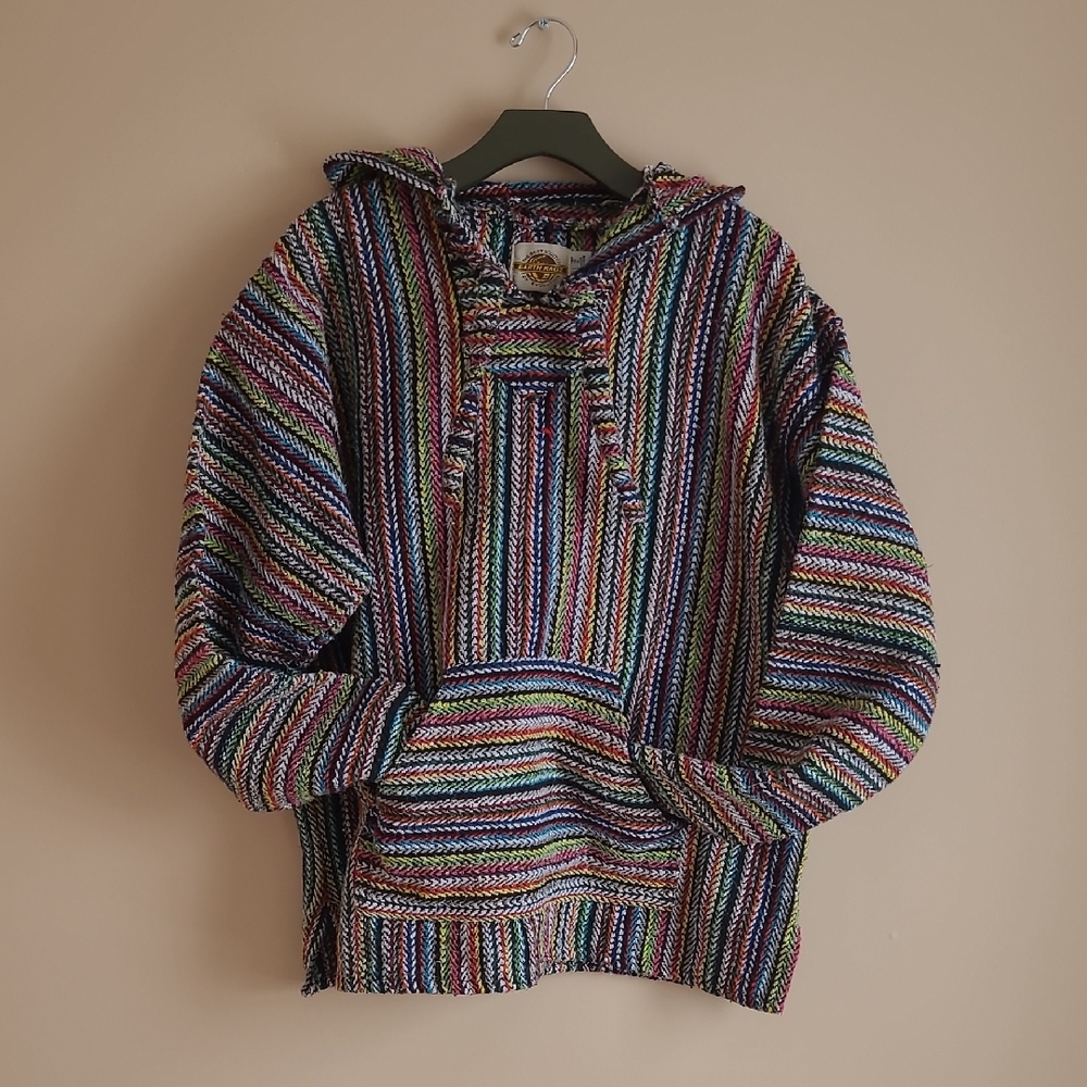 Multicolor Striped Hoodie Baja Shirt for Men